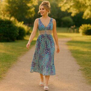 BCBGeneration Floral Cotton Maxi Dress Size Small